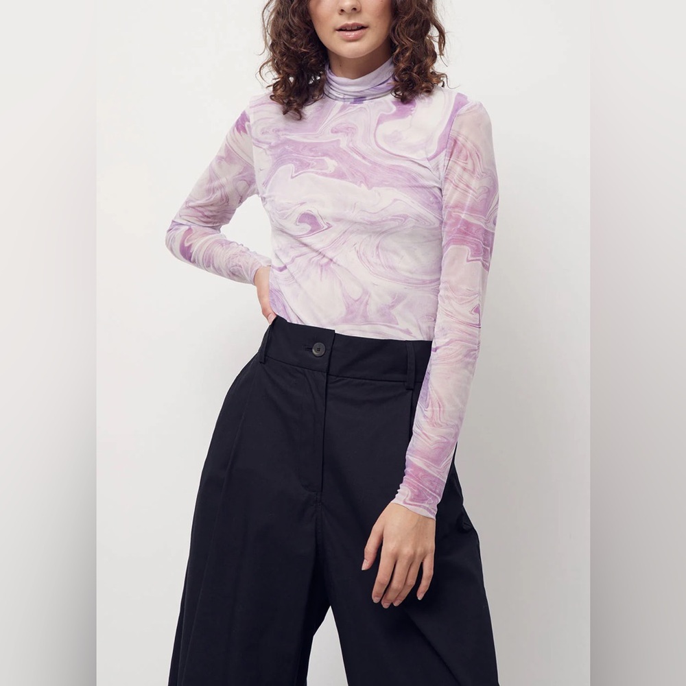 Ganni Purple Swirl Long Sleeve Top